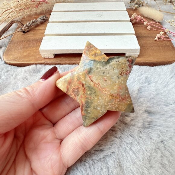 Beautiful Small Crazy Lace Agate Star - Picture 7 of 7